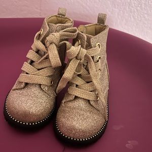 Sparkly gold toddler boots with zipper on side